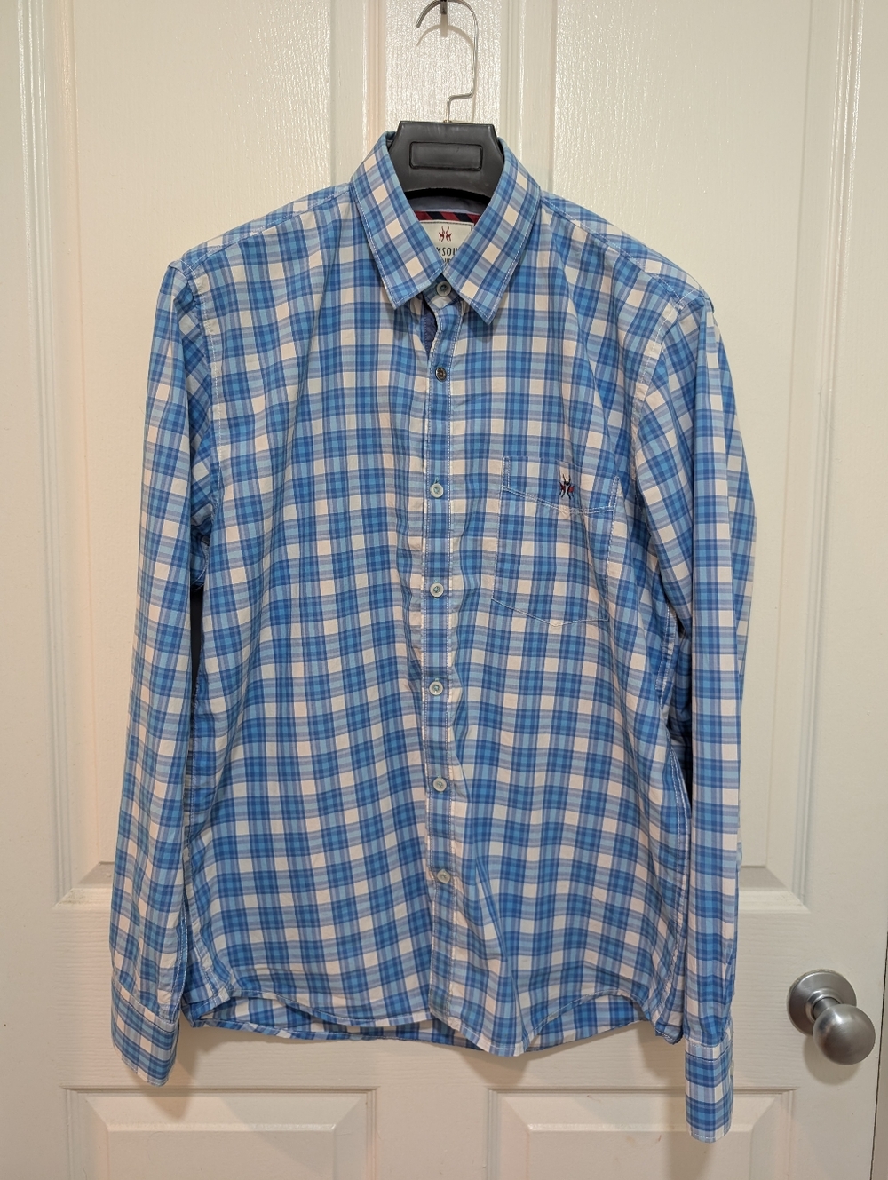 CRIMSOUNE Club Sports Limited Series Men's Blue Plaid Button-Up Shirt